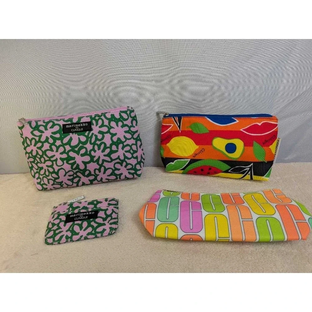 Lot 4 Clinique‎  Makeup Bags Pouches Pink Floral Fruit Groovy Marimekko Donald